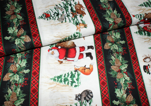 Designer-Baumwollstoff Winter Forest Repeating Stripe (10 cm)